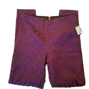 Beautiful Jacquard Pants Slim Cut Purple Size Med